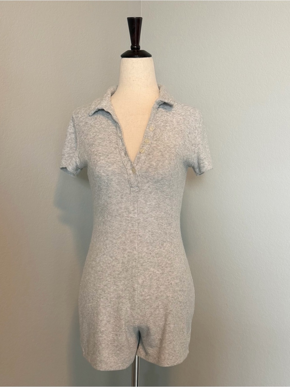 Gilly Hicks Grey Terrycloth Polo Romper Playsuit - Size XS
